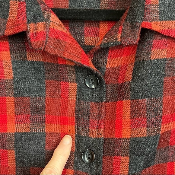 Coldwater Creek Button Up 100% Wool Shacket S XL P Shirt Jacket Buffalo Plaid - Picture 5 of 13